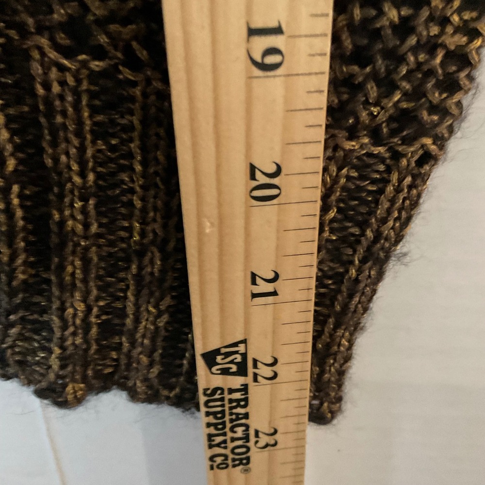 EILEEN FISHER Metallic Knit Sweater Long Sleeve Crew Neck Brown Gold XS - Picture 8 of 9